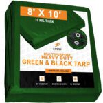 Tarp/Dust Cover: Black & Green, Rectangle, Polyethylene, 10' Long x 8' Wide, 10 mil (MOQ=1, Pkg Qty=1)