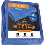 Tarp/Dust Cover: Blue, Rectangle, Polyethylene, 40' Long x 30' Wide, 5 mil (MOQ=1, Pkg Qty=1)