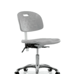Class 10 Newport Industrial Polyurethane Clean Room Chair - Desk Height with Casters in Gray Polyurethane