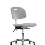 Class 10 Newport Industrial Polyurethane Clean Room Chair - Desk Height with Stationary Glides in Gray Polyurethane