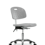 Class 100 Newport Industrial Polyurethane Clean Room Chair - Desk Height with Seat Tilt & Casters in Gray Polyurethane