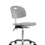 Class 10 Newport Industrial Polyurethane Clean Room Chair - Medium Bench Height with Casters in Gray Polyurethane