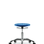 Class 10 Huron Polyurethane Clean Room Stool - Desk Height with Casters in Blue Polyurethane