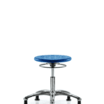 Class 10 Huron Polyurethane Clean Room Stool - Desk Height with Stationary Glides in Blue Polyurethane