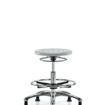 Class 10 Huron Polyurethane Clean Room Stool - Medium Bench Height with Chrome Foot Ring & Stationary Glides in Gray Polyurethane