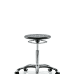 Class 10 Huron Polyurethane Clean Room Stool - Medium Bench Height with Casters in Black Polyurethane