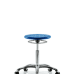 Class 10 Huron Polyurethane Clean Room Stool - Medium Bench Height with Casters in Blue Polyurethane