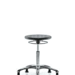 Class 10 Huron Polyurethane Clean Room Stool - Medium Bench Height with Stationary Glides in Black Polyurethane