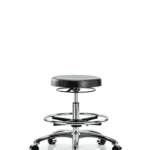 Class 10 Polyurethane Clean Room Stool  - Medium Bench Height with Chrome Foot Ring & Casters