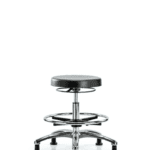 Class 10 Polyurethane Clean Room Stool  - Medium Bench Height with Chrome Foot Ring & Stationary Glides