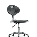Class 10 Erie Polyurethane Clean Room Chair - Desk Height with Stationary Glides in Black Polyurethane