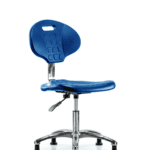 Class 10 Erie Polyurethane Clean Room Chair - Desk Height with Stationary Glides in Blue Polyurethane