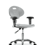 Class 100 Erie Polyurethane Clean Room Chair - Desk Height with Adjustable Arms & Casters in Gray Polyurethane