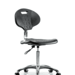 Class 10 Erie Polyurethane Clean Room Chair - Medium Bench Height with Casters in Black Polyurethane