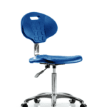 Class 10 Erie Polyurethane Clean Room Chair - Medium Bench Height with Casters in Blue Polyurethane