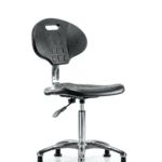 Class 10 Erie Polyurethane Clean Room Chair - Medium Bench Height with Stationary Glides in Black Polyurethane