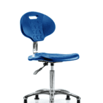 Class 10 Erie Polyurethane Clean Room Chair - Medium Bench Height with Stationary Glides in Blue Polyurethane