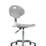 Class 10 Erie Polyurethane Clean Room Chair - Medium Bench Height with Stationary Glides in Gray Polyurethane