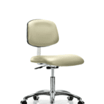 Class 10 Clean Room Vinyl Chair Chrome - Desk Height with Casters in Adobe White Trailblazer Vinyl