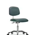 Class 10 Clean Room Vinyl Chair Chrome - Desk Height with Casters in Colonial Blue Trailblazer Vinyl