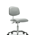 Class 10 Clean Room Vinyl Chair Chrome - Desk Height with Casters in Dove Trailblazer Vinyl