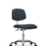 Class 10 Clean Room Vinyl Chair Chrome - Desk Height with Casters in Imperial Blue Trailblazer Vinyl