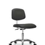 Class 10 Clean Room Vinyl Chair Chrome - Desk Height with Casters in Charcoal Trailblazer Vinyl