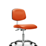 Class 10 Clean Room Vinyl Chair Chrome - Desk Height with Casters in Orange Kist Trailblazer Vinyl