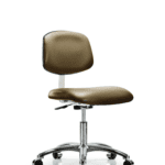 Class 10 Clean Room Vinyl Chair Chrome - Desk Height with Casters in Taupe Supernova Vinyl