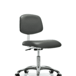 Class 10 Clean Room Vinyl Chair Chrome - Desk Height with Casters in Carbon Supernova Vinyl