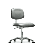 Class 10 Clean Room Vinyl Chair Chrome - Desk Height with Casters in Sterling Supernova Vinyl