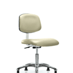 Class 10 Clean Room Vinyl Chair Chrome - Desk Height with Stationary Glides in Adobe White Trailblazer Vinyl