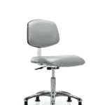 Class 10 Clean Room Vinyl Chair Chrome - Desk Height with Stationary Glides in Dove Trailblazer Vinyl