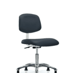 Class 10 Clean Room Vinyl Chair Chrome - Desk Height with Stationary Glides in Imperial Blue Trailblazer Vinyl
