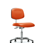 Class 10 Clean Room Vinyl Chair Chrome - Desk Height with Stationary Glides in Orange Kist Trailblazer Vinyl