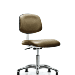 Class 10 Clean Room Vinyl Chair Chrome - Desk Height with Stationary Glides in Taupe Supernova Vinyl