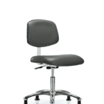 Class 10 Clean Room Vinyl Chair Chrome - Desk Height with Stationary Glides in Carbon Supernova Vinyl