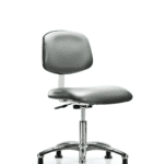 Class 10 Clean Room Vinyl Chair Chrome - Desk Height with Stationary Glides in Sterling Supernova Vinyl
