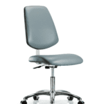Class 10 Clean Room Vinyl Chair Chrome - Desk Height with Medium Back & Casters in Storm Supernova Vinyl