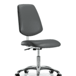 Class 10 Clean Room Vinyl Chair Chrome - Desk Height with Medium Back & Casters in Carbon Supernova Vinyl