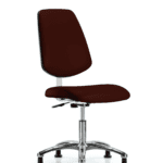 Class 10 Clean Room Vinyl Chair Chrome - Desk Height with Medium Back & Stationary Glides in Burgundy Trailblazer Vinyl