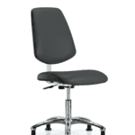 Class 10 Clean Room Vinyl Chair Chrome - Desk Height with Medium Back & Stationary Glides in Charcoal Trailblazer Vinyl