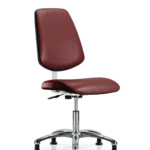 Class 10 Clean Room Vinyl Chair Chrome - Desk Height with Medium Back & Stationary Glides in Borscht Supernova Vinyl
