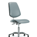 Class 10 Clean Room Vinyl Chair Chrome - Desk Height with Medium Back & Stationary Glides in Storm Supernova Vinyl
