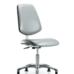 Class 10 Clean Room Vinyl Chair Chrome - Desk Height with Medium Back & Stationary Glides in Sterling Supernova Vinyl