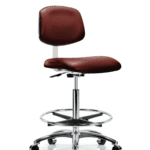 Class 10 Clean Room Vinyl Chair Chrome - High Bench Height with Chrome Foot Ring & Casters in Borscht Supernova Vinyl