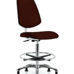 Class 10 Clean Room Vinyl Chair Chrome - High Bench Height with Medium Back, Chrome Foot Ring, & Stationary Glides in Burgundy Trailblazer Vinyl