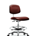 Class 10 Clean Room Vinyl Chair Chrome - Medium Bench Height with Chrome Foot Ring & Casters in Borscht Supernova Vinyl