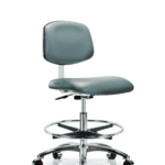 Class 10 Clean Room Vinyl Chair Chrome - Medium Bench Height with Chrome Foot Ring & Casters in Storm Supernova Vinyl