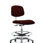 Class 10 Clean Room Vinyl Chair Chrome - Medium Bench Height with Chrome Foot Ring & Stationary Glides in Burgundy Trailblazer Vinyl